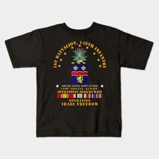 1st Bn 148th Infantry - Camp Arifjan Kuwait - OIF w IRAQ SVC Kids T-Shirt